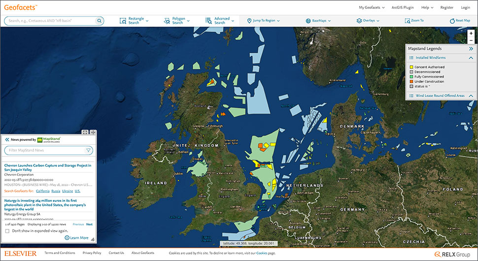 screenshot of Elsevier Geofacets